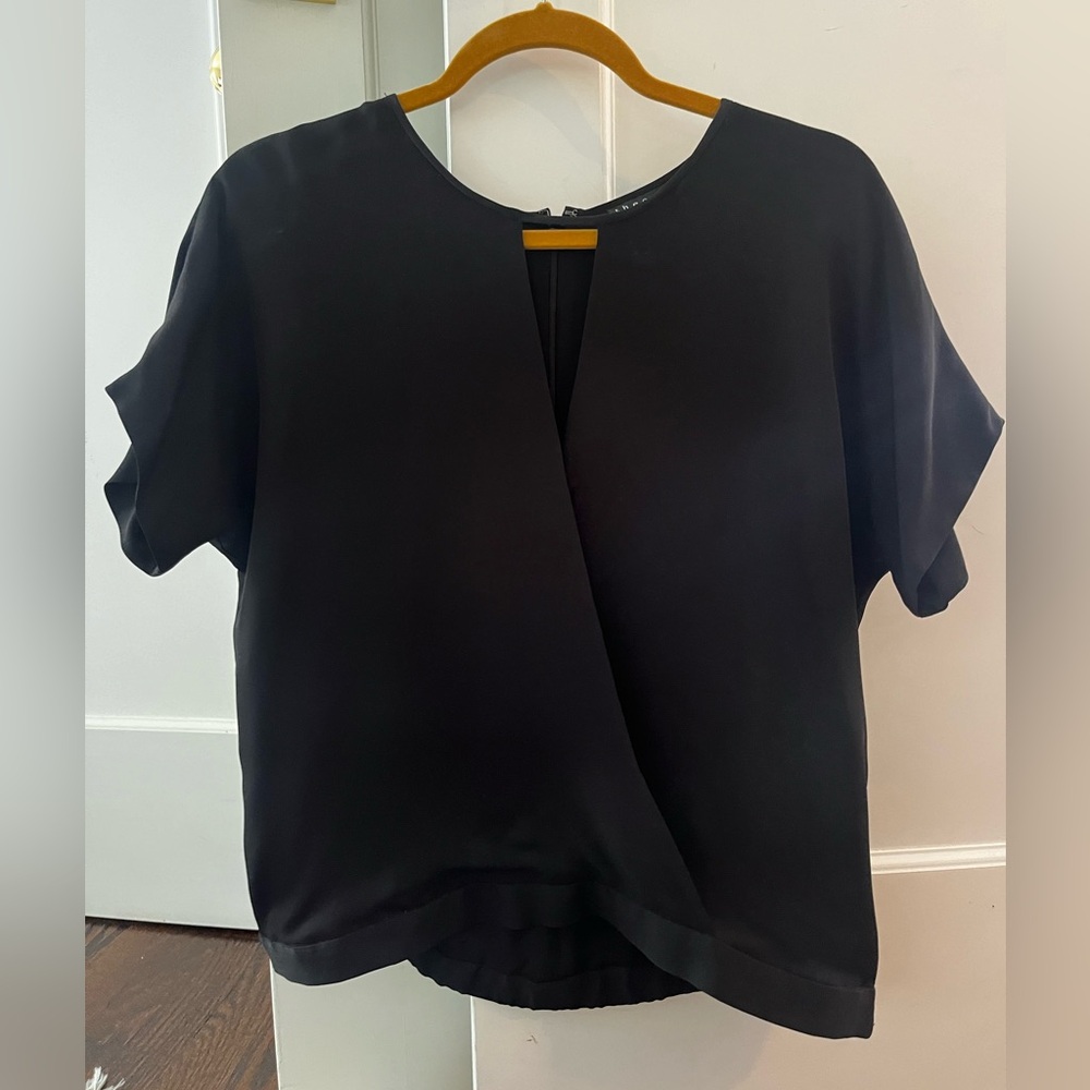 Theory black silk blouse. Size medium.